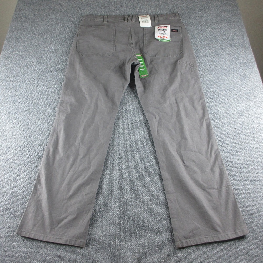 Dickies Dungaree Jeans Mens 40x32 Gray Regular Straight Flex Denim Workwearโ